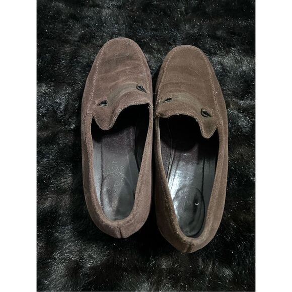 GUCCI Metal Plate Loafers Size 9.5 horse bit  Brown Suede Leather 100 0491 main image 9